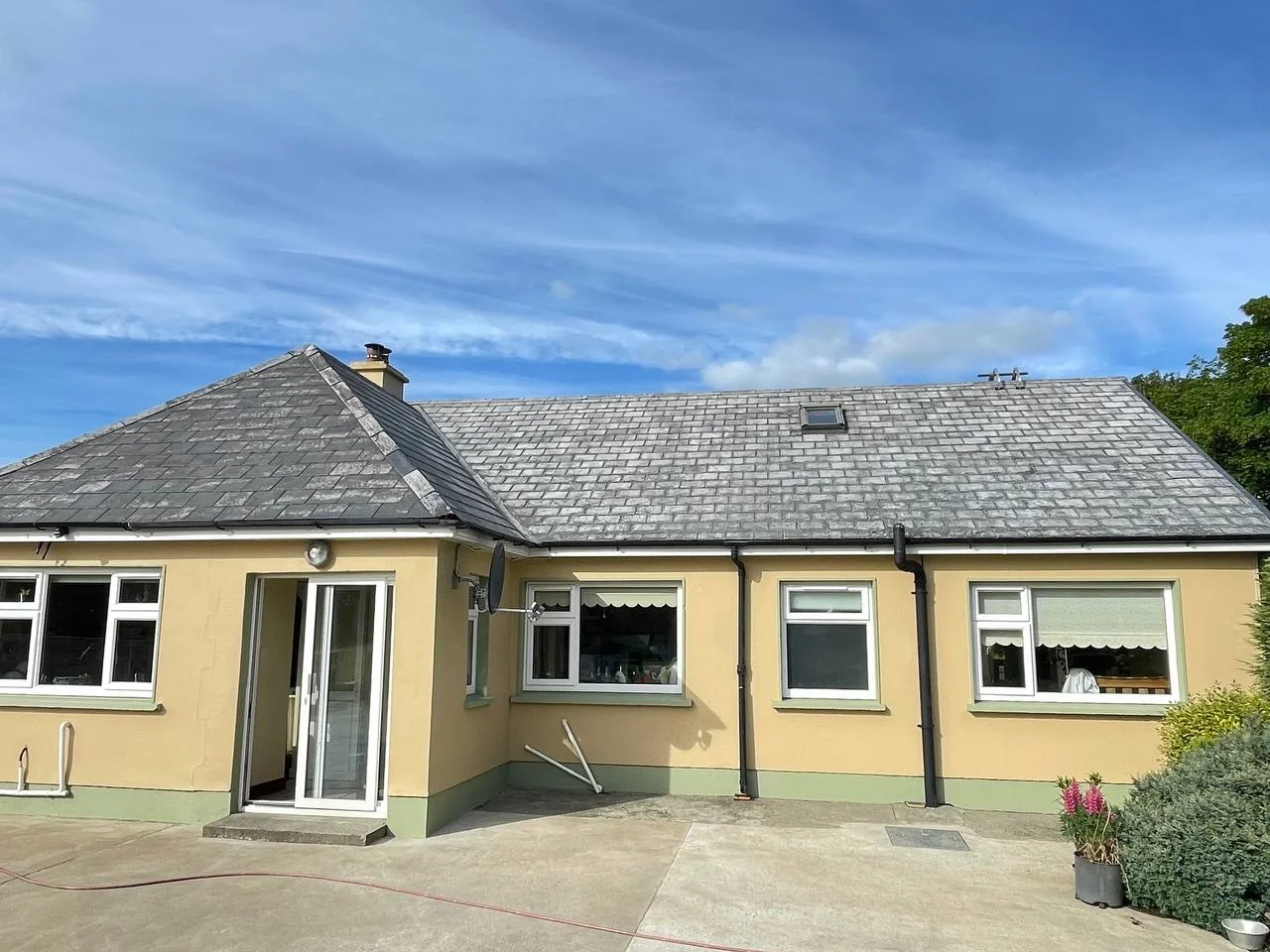 Roof cleaning after moss and algae removal in Kerry